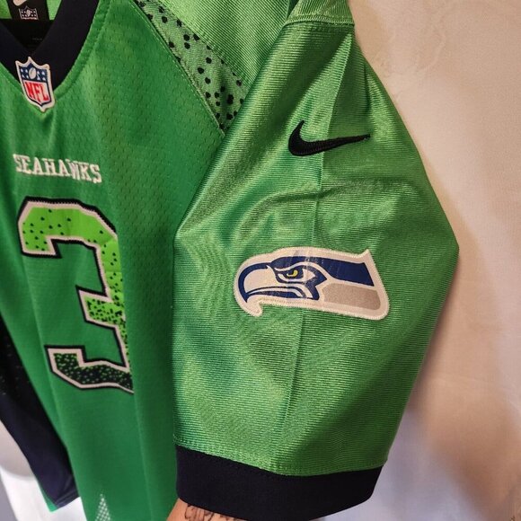 Nike NFL Russell Wilson Color Rush Green Jersey Seattle Seahawks #3 Size 44 LG - Picture 10 of 13